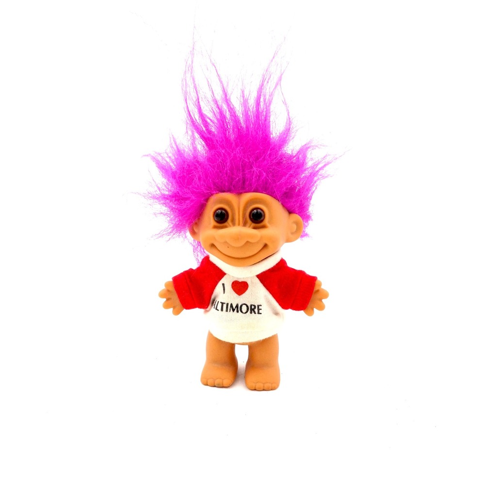 Vintage Troll‎ Doll Pink Hair I Love Baltimore Shirt Souvenir Toy